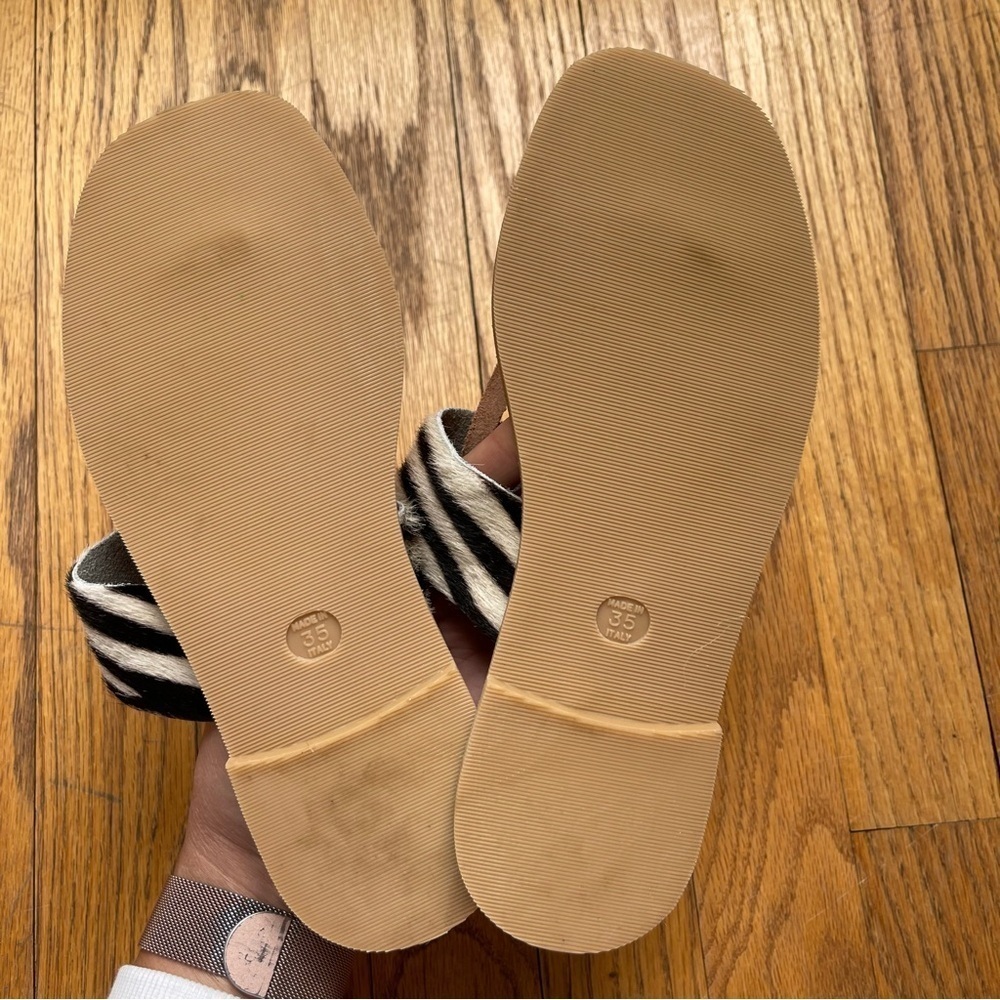 NEW Joie Baled Slide Sandal Thong Zebra Made in Italy Calf Hair Size 35 NWT - Picture 5 of 5